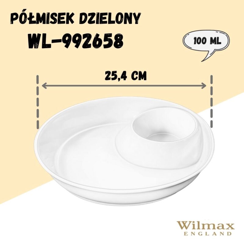 Półmisek dzielony 22x22 cm biały porcelanowy WL-992658/A