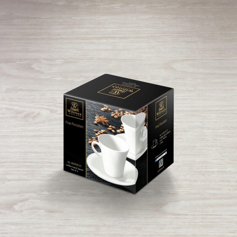 Filiżanka 160 ml i spodek do kawy zestaw 2 sztuki biały porcelanowa WL 993005/2C