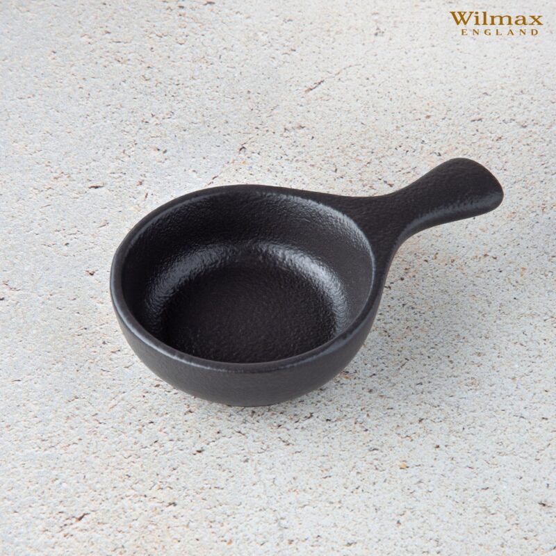 Naczynie do zapiekania z uchwytem czarne matowe porcelanowe 24x15 cm 500 ml WL-661139/A