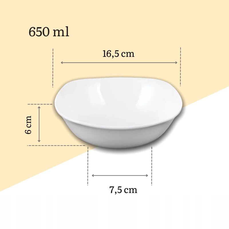 Salaterka 16,5x16,5 cm 650 ml biała porcelanowa WL-992001/A