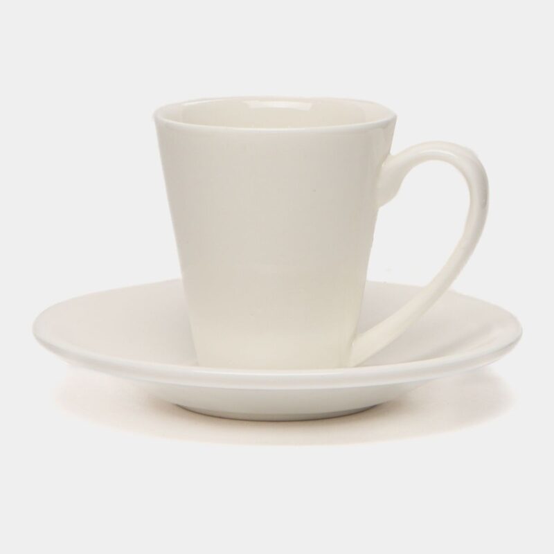 Filiżanka 110 ml i spodek do kawy zestaw 2 sztuki biały porcelanowa WL-993054/2C