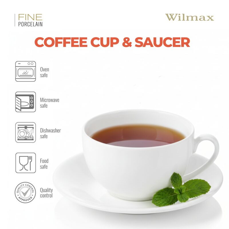 Filiżanka 250 ml i spodek biała porcelanowa WL 993000/AB