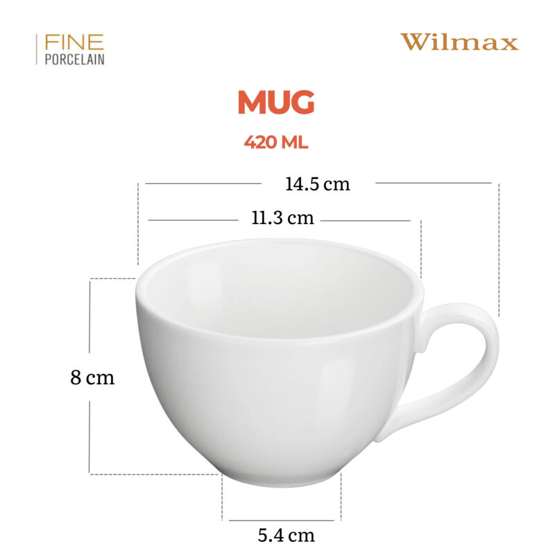 Kubek JUMBO 420 ml biały porcelanowy WL-993038/A
