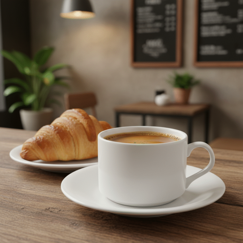 Filiżanka 160 ml i spodek do herbaty zestaw 2 sztuki biały porcelanowa WL 993006/2C