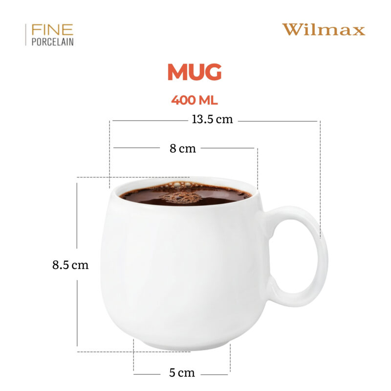 Kubek 400 ml biały porcelanowy WL-993084/A