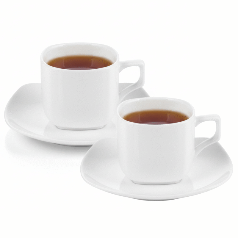 Filiżanka 200 ml do herbaty i spodek zestaw 2 sztuki biały porcelanowa WL 993003/2C