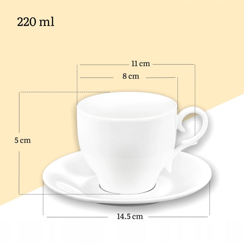 Filiżanka 220 ml niska i spodek do herbaty WL-993009/AB
