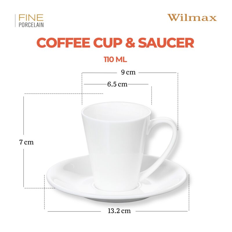 Filiżanka 110 ml i spodek do kawy zestaw 2 sztuki biały porcelanowa WL-993054/2C
