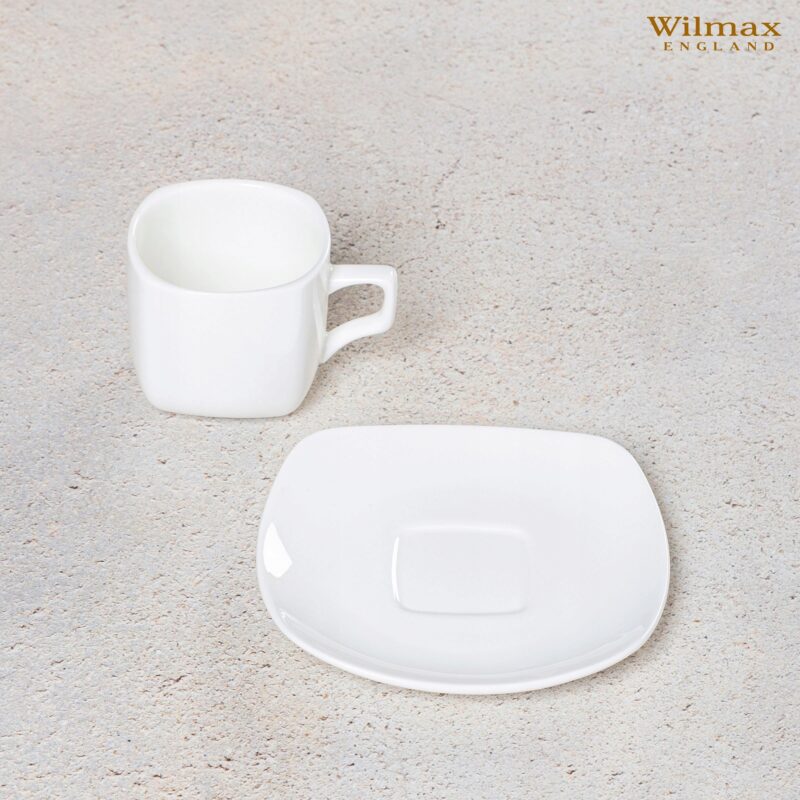 Filiżanka 200 ml do herbaty i spodek zestaw 2 sztuki biały porcelanowa WL-993003/2C