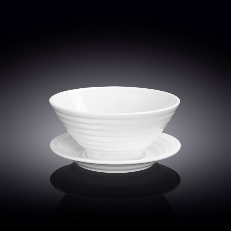 Misa 545 ml ze spodkiem 15 cm biała porcelanowa WL-991146/AB
