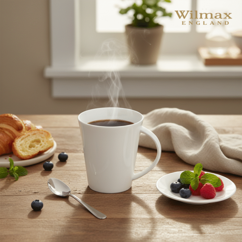 Kubek do kawy i herbaty 380 ml biały porcelanowy WL-993012/A