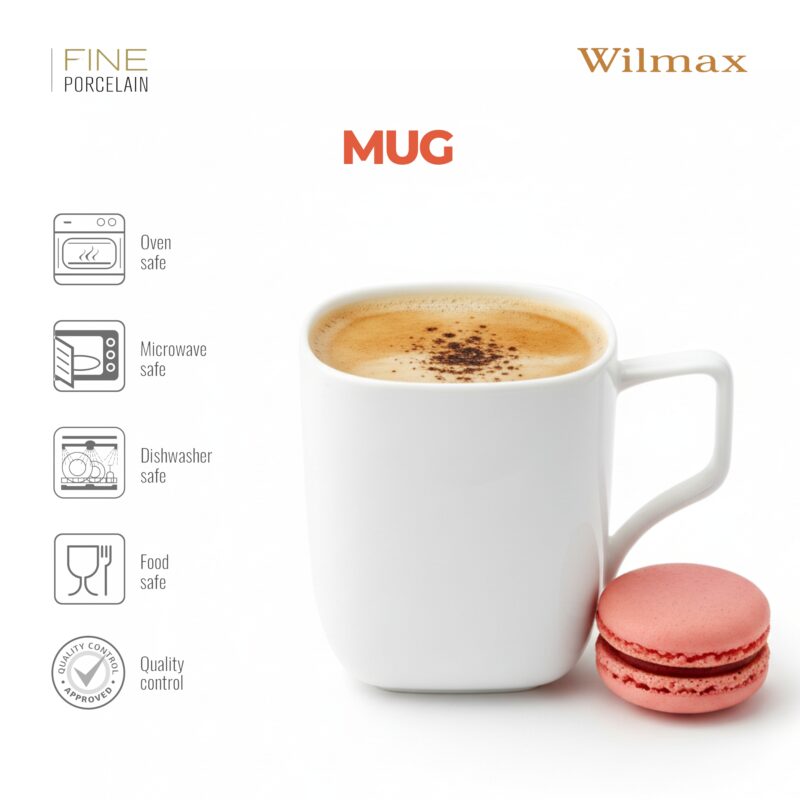 Kubek 470 ml zestaw 2 sztuki biały porcelanowy WL-993066/2C