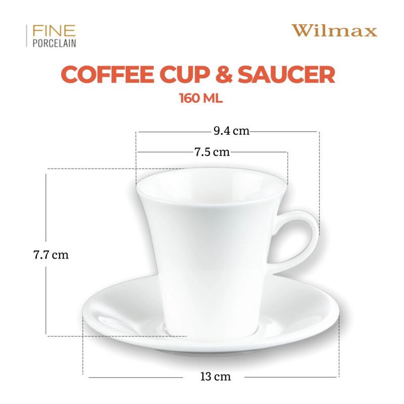 Filiżanka 160 ml i spodek do kawy zestaw 2 sztuki biały porcelanowa WL 993005/2C