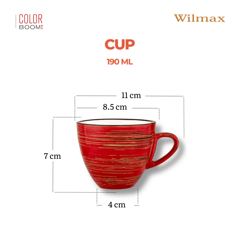 Filiżanka czerwona porcelanowa 11 cm 190 ml WL-669235/A