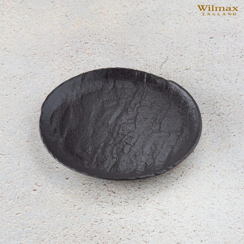 Talerz deserowy okrągły czarny matowy porcelanowy 18 cm WL-661123/A
