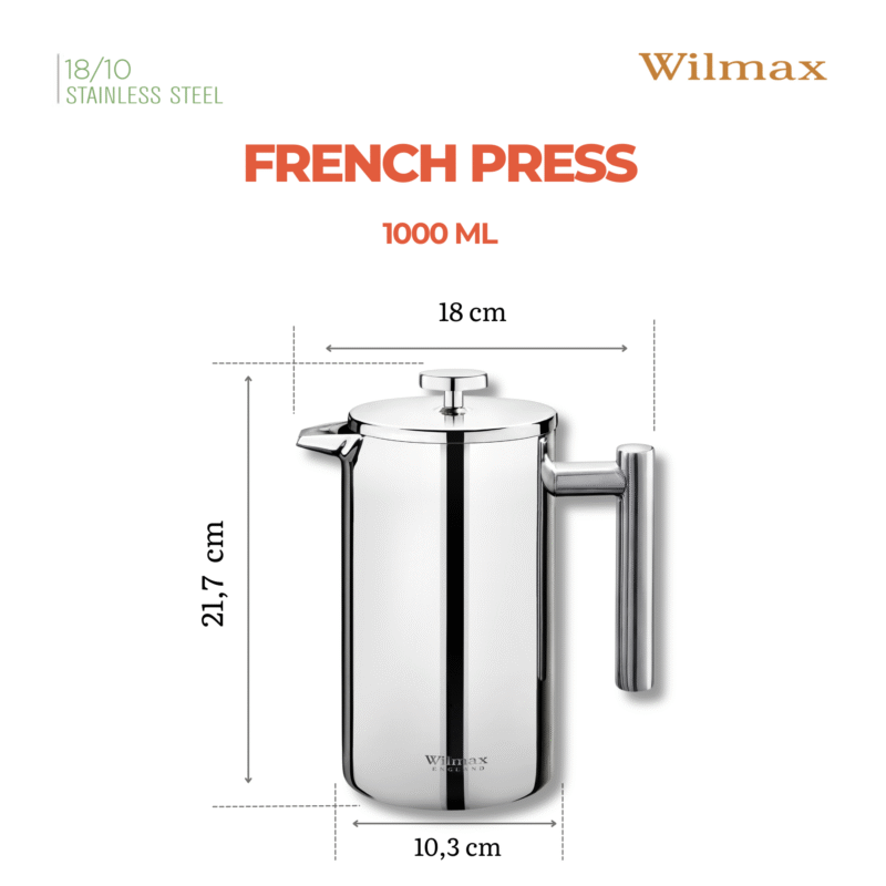 Zaparzacz do kawy dwuścienny 1000 ml - prasa francuska WL-512780110/A