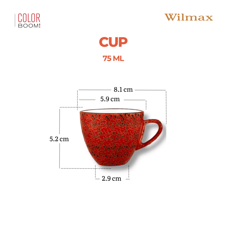 Filiżanka czerwona porcelanowa 8.1 cm 75 ml WL-667233/A