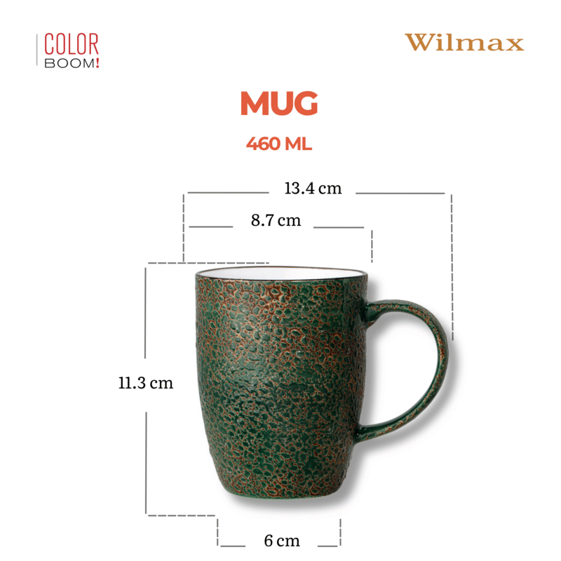 Kubek duży zielony porcelanowy 460 ml WL-667537/A