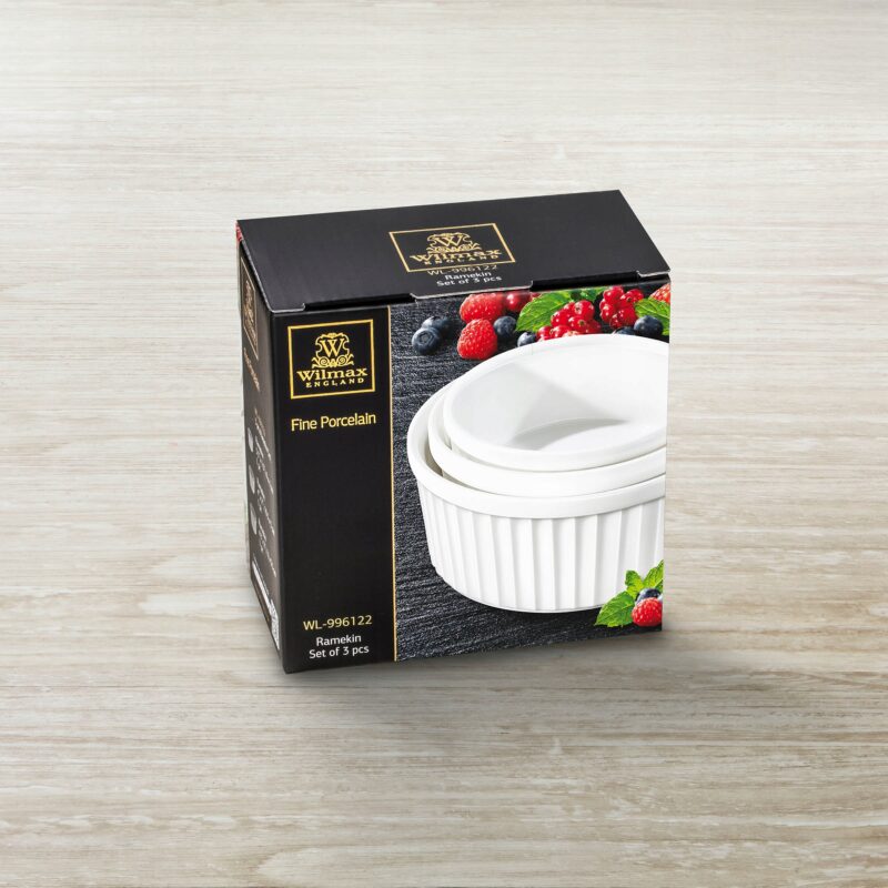 Ramekiny zestaw 3 sztuki biały porcelanowy WL-996122/3C