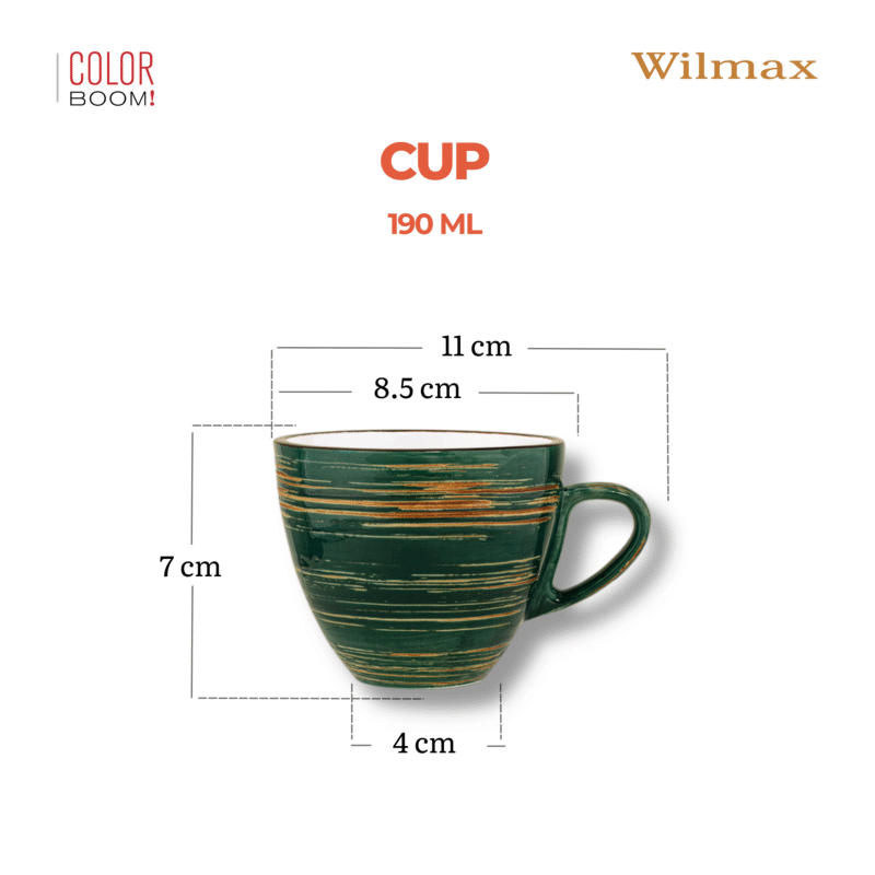 Filiżanka zielona porcelanowa 190 ml 11 cm WL-669535/A