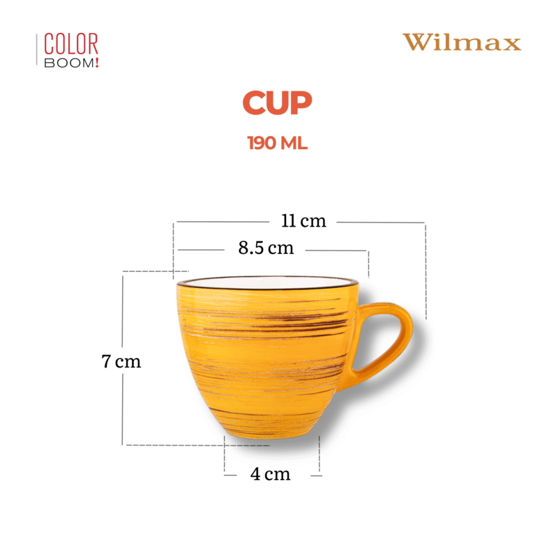 Filiżanka żółta porcelanowa 11 cm 190 ml WL-669435/A