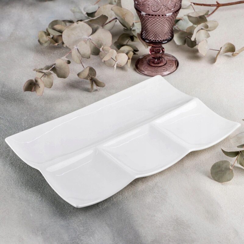 Półmisek dzielony 30x20 cm biały porcelanowy WL-992598/A