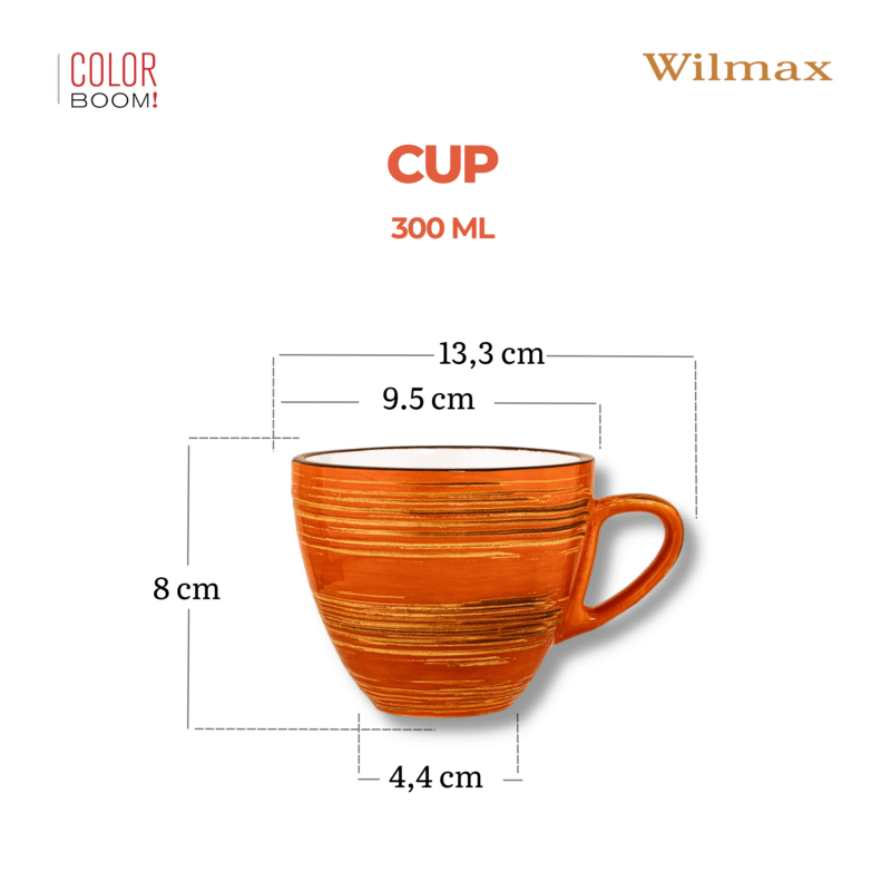Filiżanka 300 ml pomarańczowa porcelanowa Spiral WL-669336/A