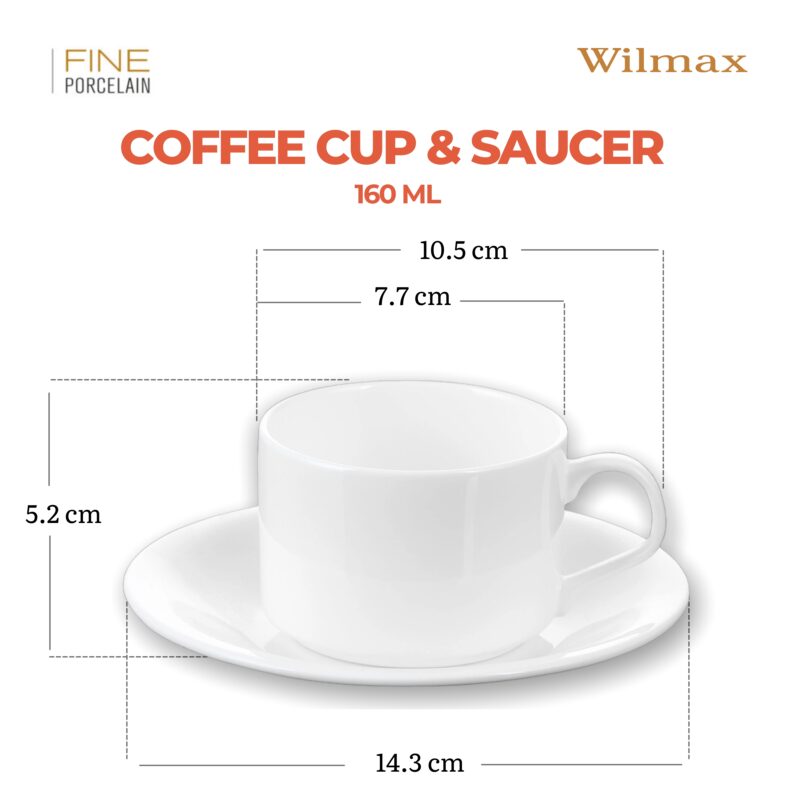 Filiżanka 160 ml i spodek do herbaty zestaw 2 sztuki biały porcelanowa WL 993006/2C
