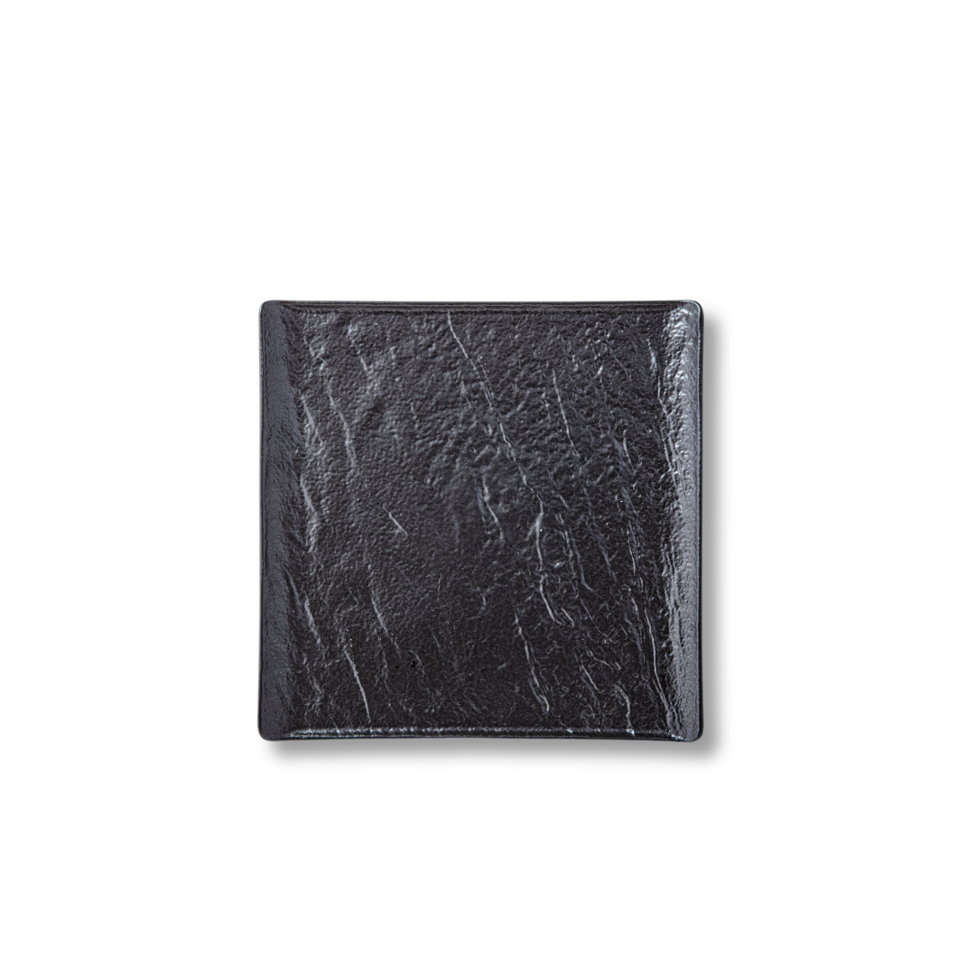 Talerz kwadratowy czarny matowy porcelanowy 13x13 cm WL-661104/A