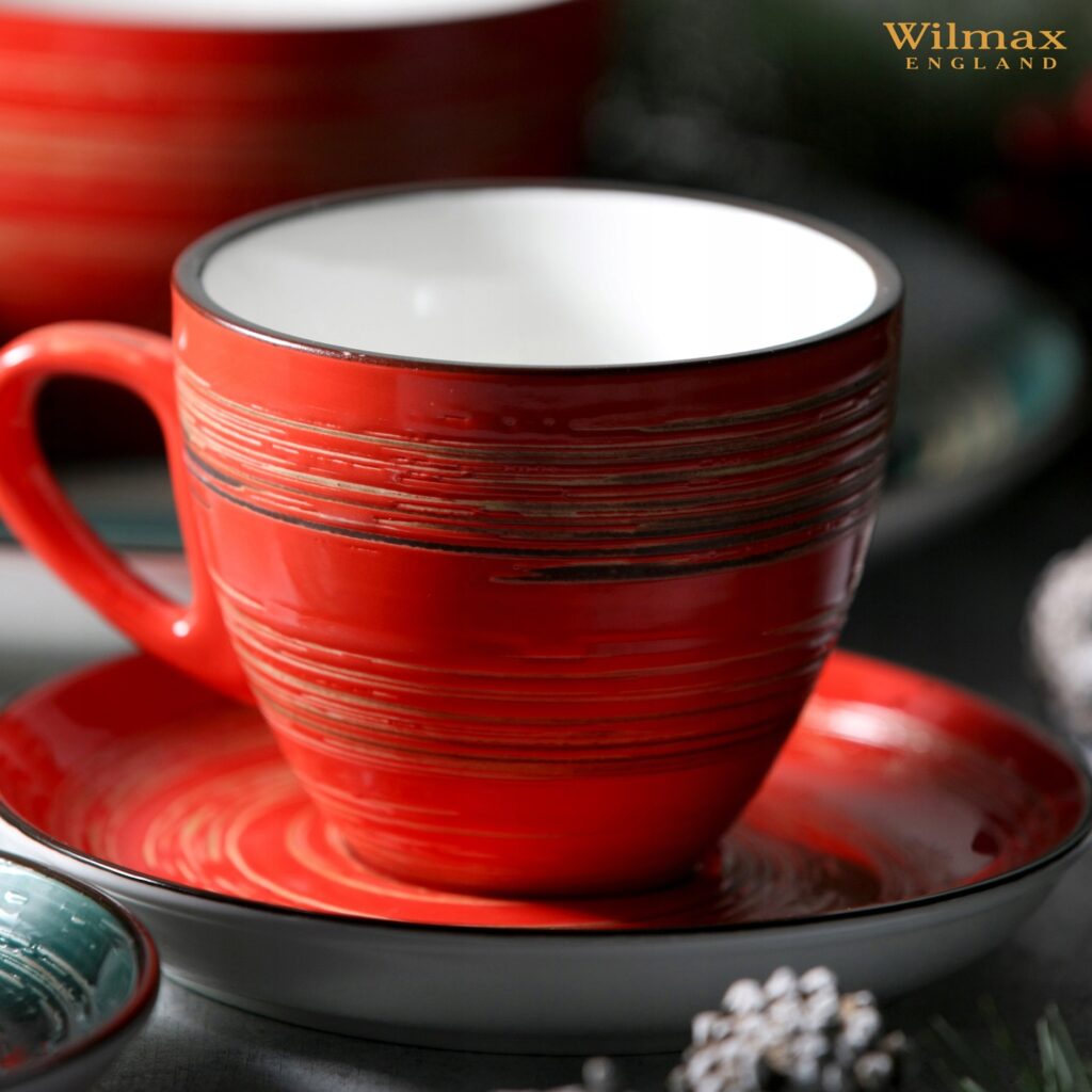 Filiżanka czerwona porcelanowa 11 cm 190 ml WL-669235/A