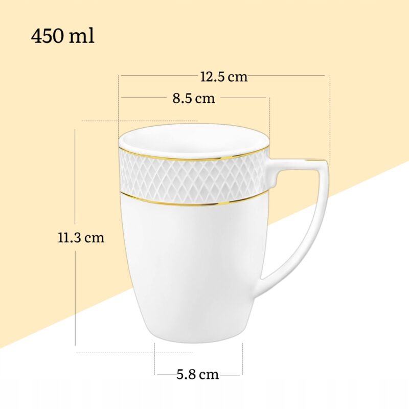 Kubek 450 ml biały porcelanowy ze złotym rantem WL-880102432/A