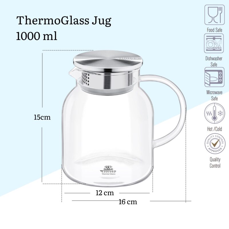 Dzbanek szklany z pokrywką metalową 1000 ml WL-888213/A