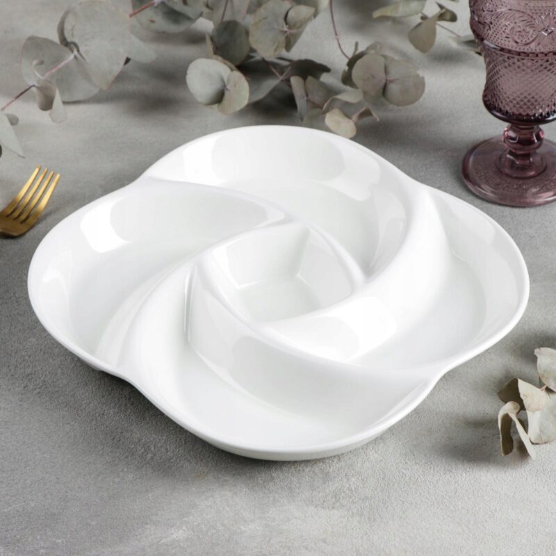 Półmisek dzielony na 5 sekcji 30 cm biały porcelanowy WL-992597/A