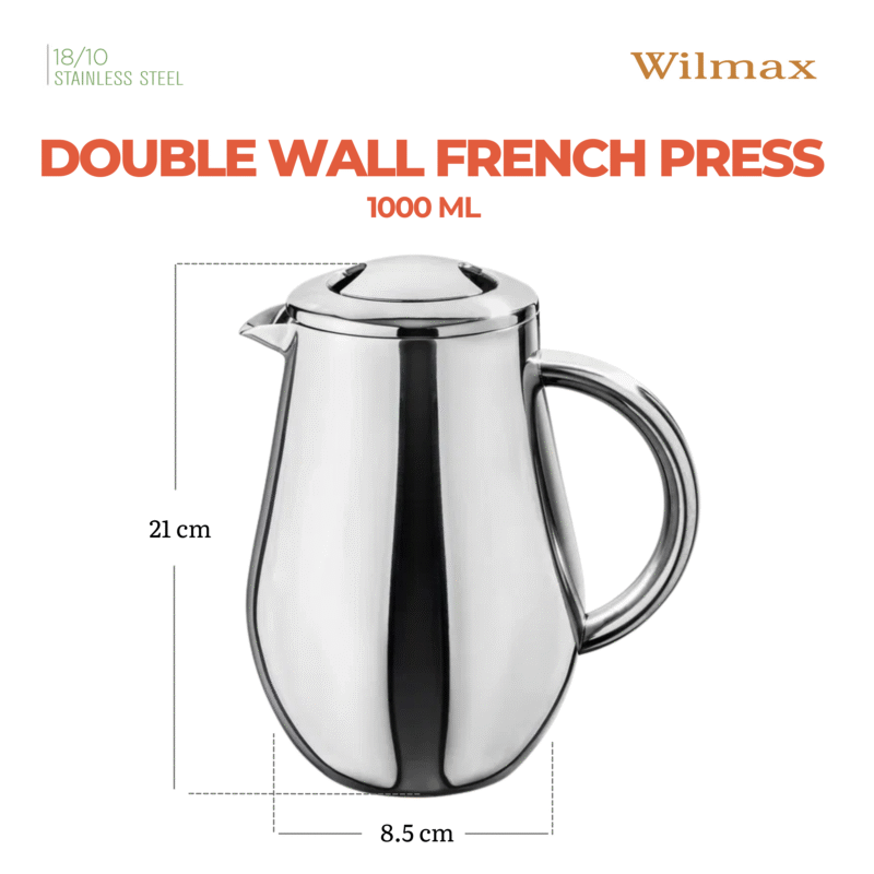 Zaparzacz do kawy dwuścienny stal nierdzewna 1000 ml WL-551008/1C