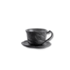 Black matte espresso cup 75 ml with saucer in Wilmax SlateStone porcelain