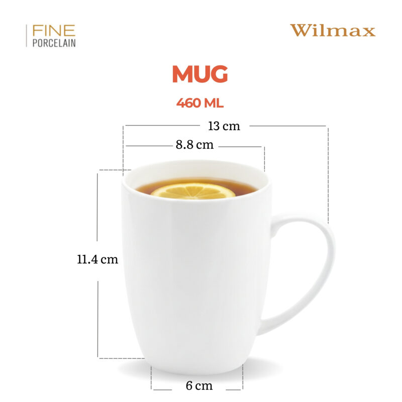 Kubek do kawy i herbaty 460 ml biały porcelanowy WL-993018/A