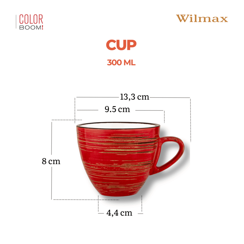 Filiżanka czerwona porcelanowa 300 ml WL-669236/A