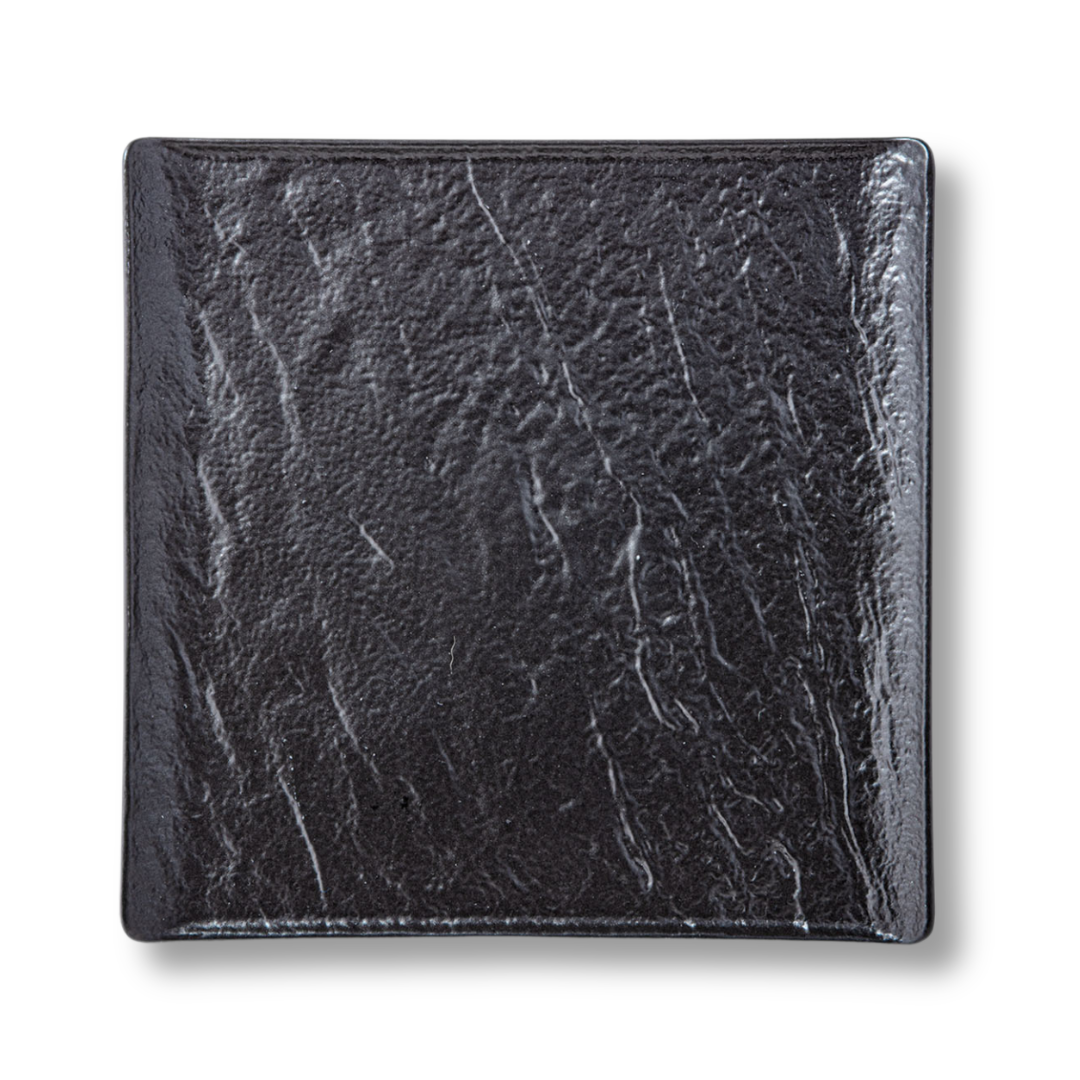 Talerz kwadratowy czarny matowy porcelanowy 27x27 cm WL-661107/A