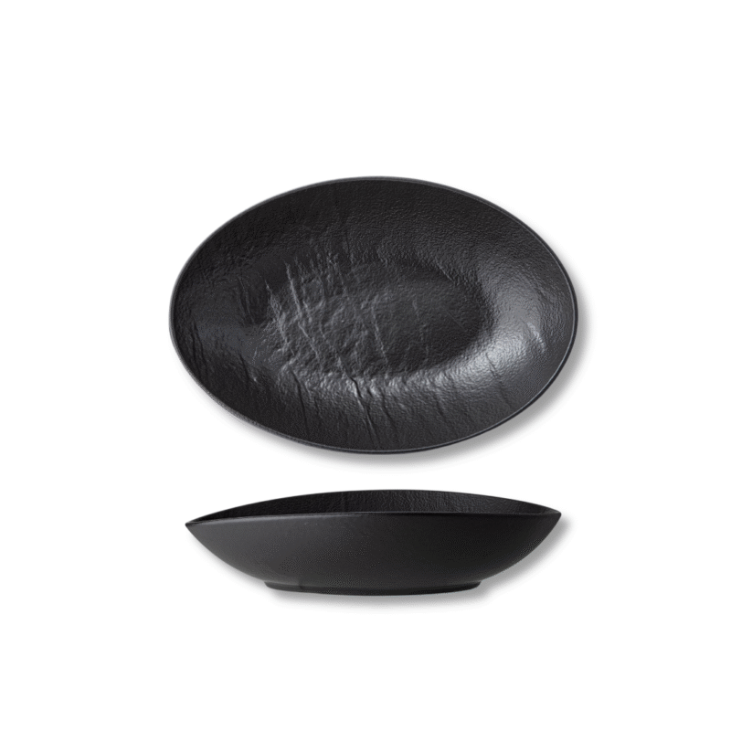 Oval bowl black matte porcelain 13x10x6 cm WL-661118/A