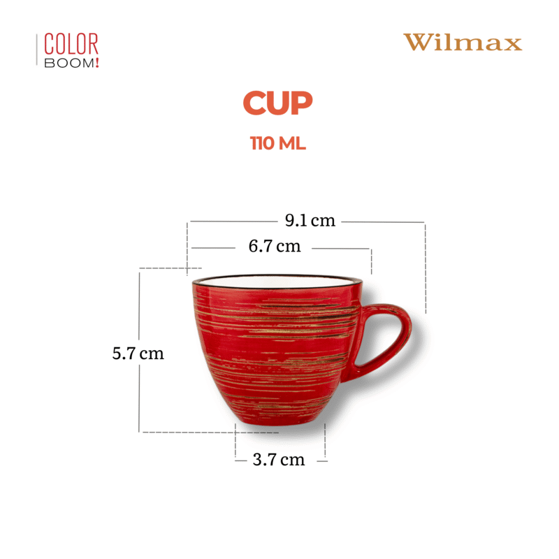 Filiżanka czerwona porcelanowa 110 ml WL-669234/A