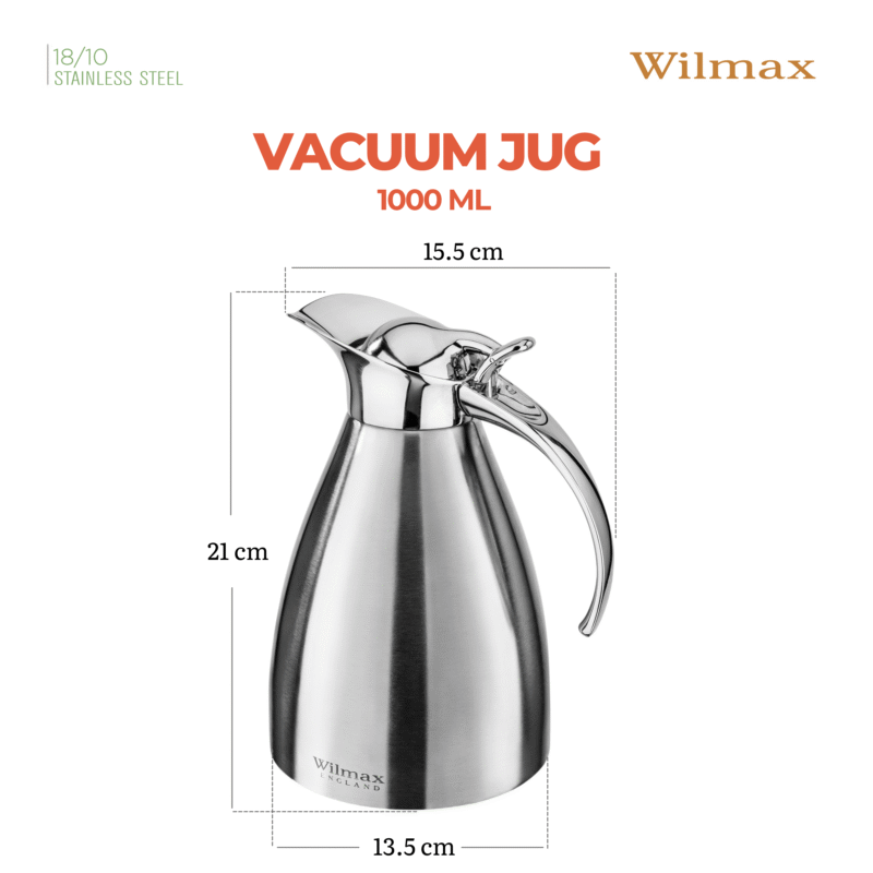 Dzbanek próżniowy dwuścienny srebrny stal nierdzewna 1000 ml WL-511020115/A