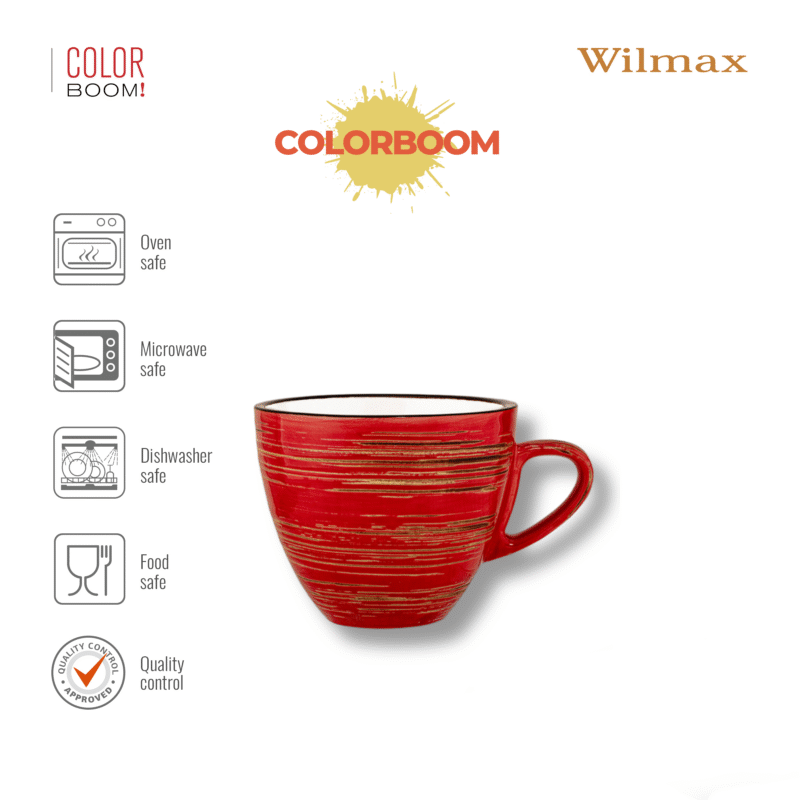 Filiżanka czerwona porcelanowa 11 cm 190 ml WL-669235/A
