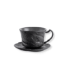 Black matte tea cup 180 ml with saucer in Wilmax SlateStone porcelain