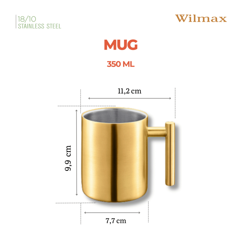 Kubek ze stali nierdzewnej z podwójną ścianką 350 ml - złoty kolor WL-517610135/A