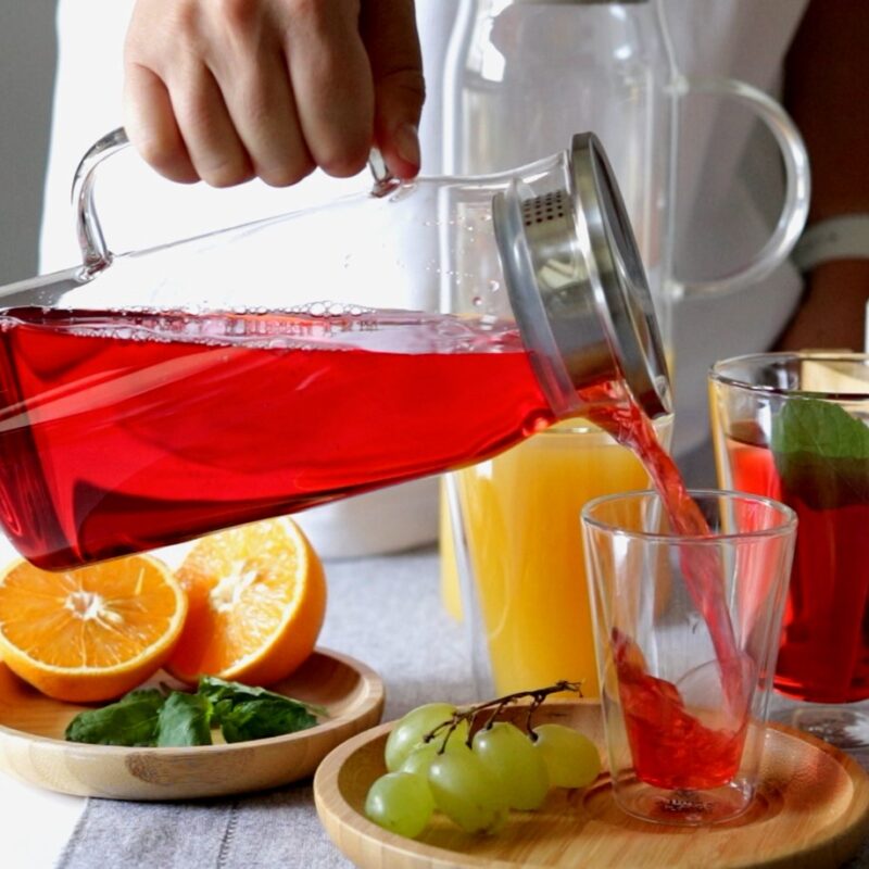 Dzbanek szklany z pokrywką metalową 1000 ml WL-888209/A
