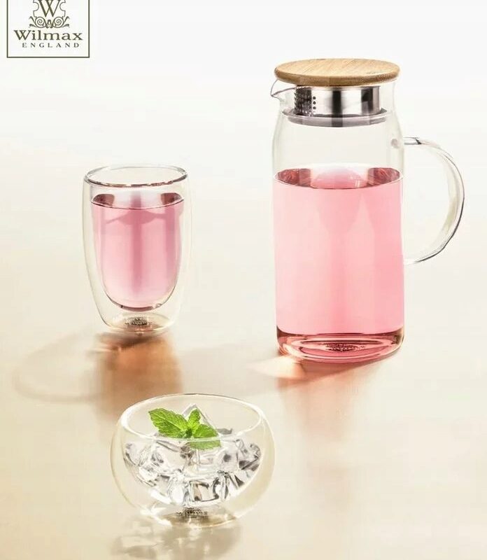 Dzbanek szklany z pokrywką bambusową 1000 ml WL-888207/A