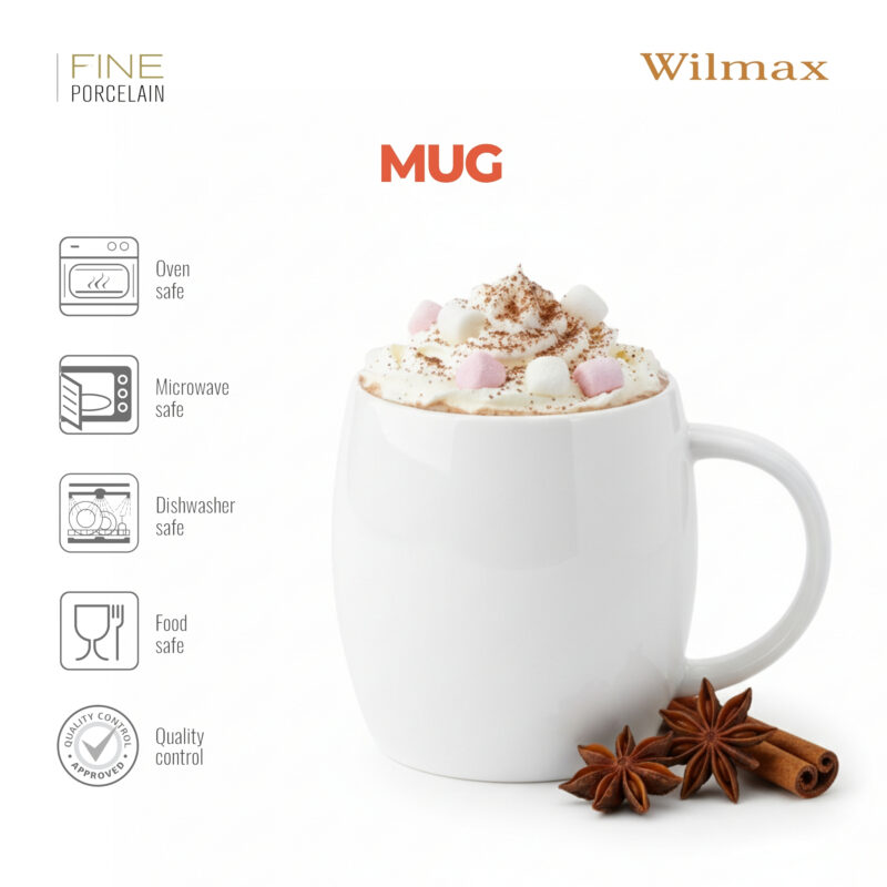 Kubek 400 ml biały porcelanowy WL-993086/A