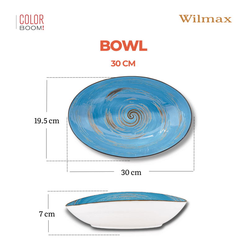 Misa sałatkowa owalna niebieska porcelanowa 30 cm WL-669641/A
