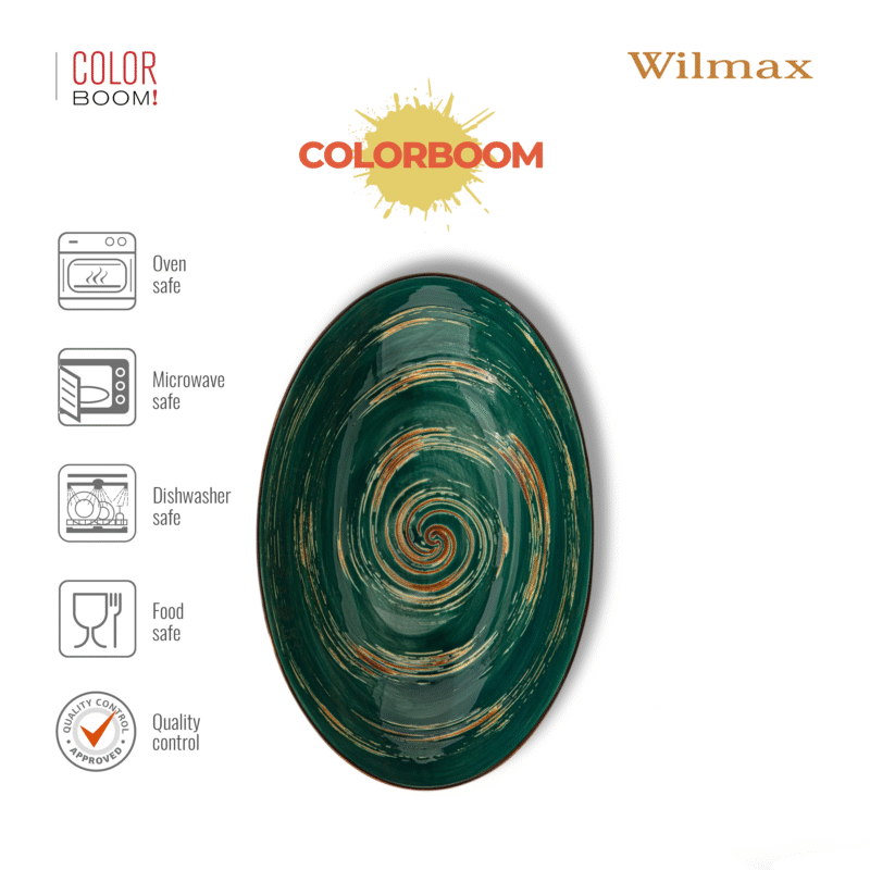 Misa sałatkowa owalna zielona porcelanowa 30 cm WL-669541/A