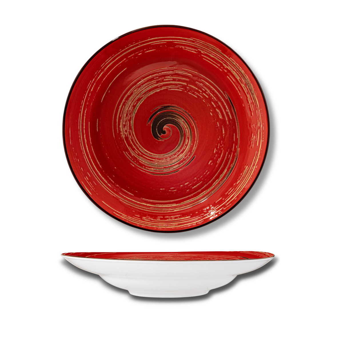 Talerz głęboki czerwony porcelanowy 25.5 cm 350 ml WL-669227/A